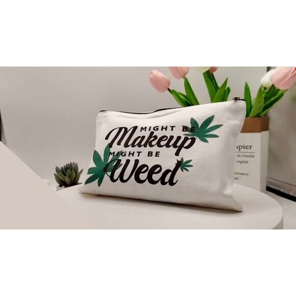 "Makeup/Weed" Canvas Pouch - Picture 1 of 6